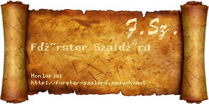 Fürster Szalárd névjegykártya